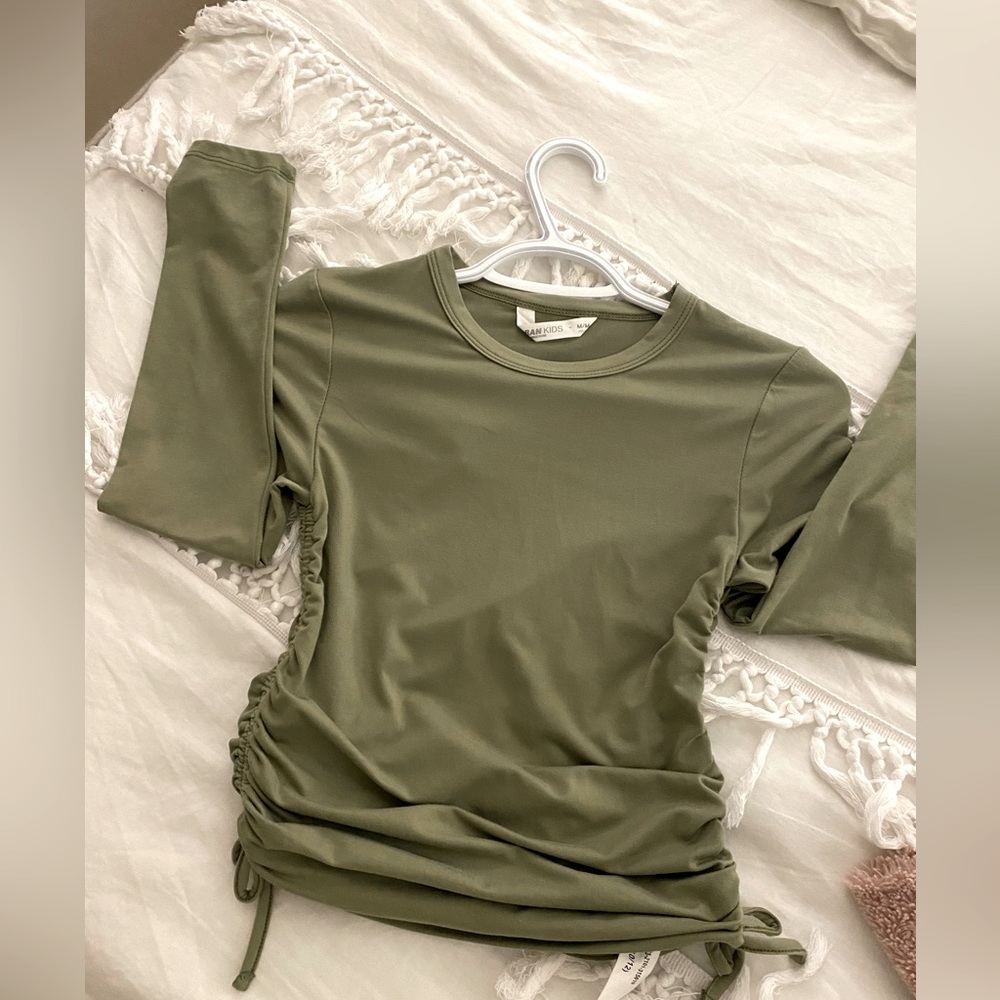Sage green ruffle sided top